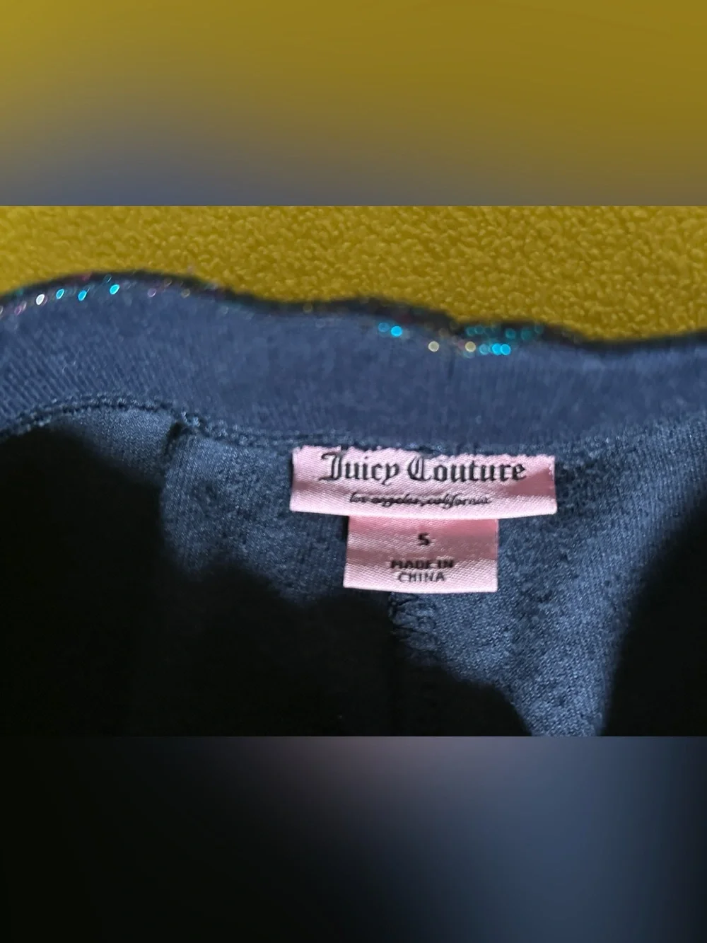 Juicy Couture Girls Velour Tracksuit Set Dark Blue Glitter Pink Logo